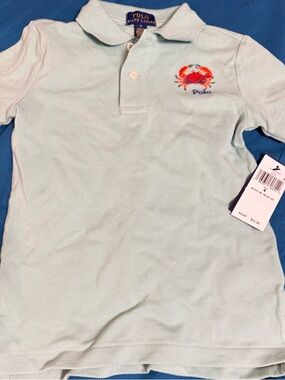 Polo by Ralph Lauren Light Aqua Polo Shirt with Red Crab Embroidery